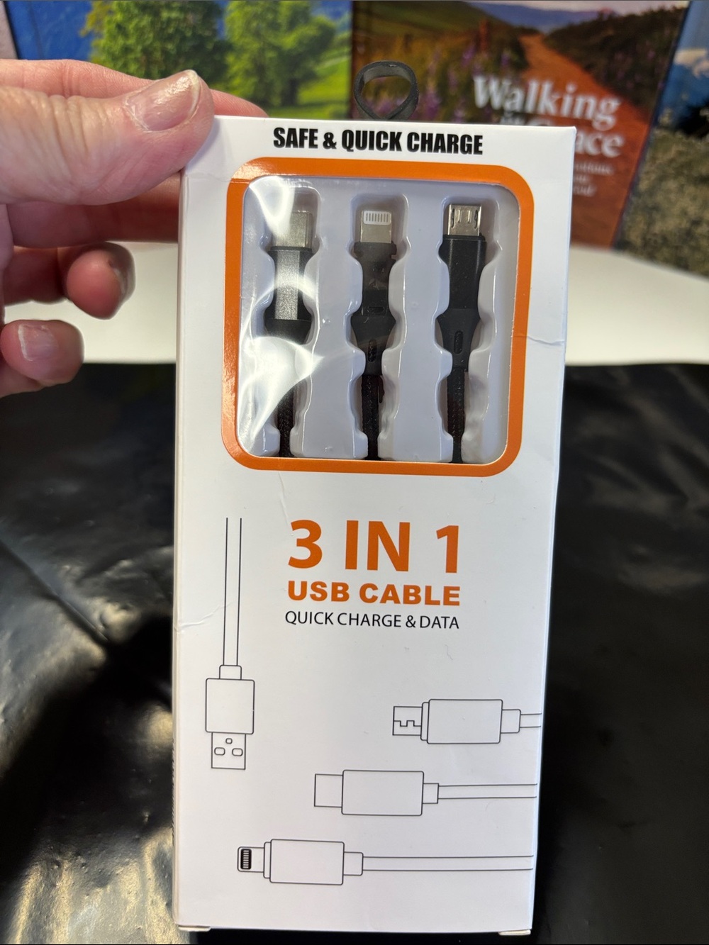 3-in-1 Black USB Charging Cable -